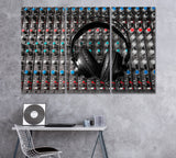 Headphones on Audio Mixer Canvas Print ArtLexy 3 Panels 36"x24" inches 