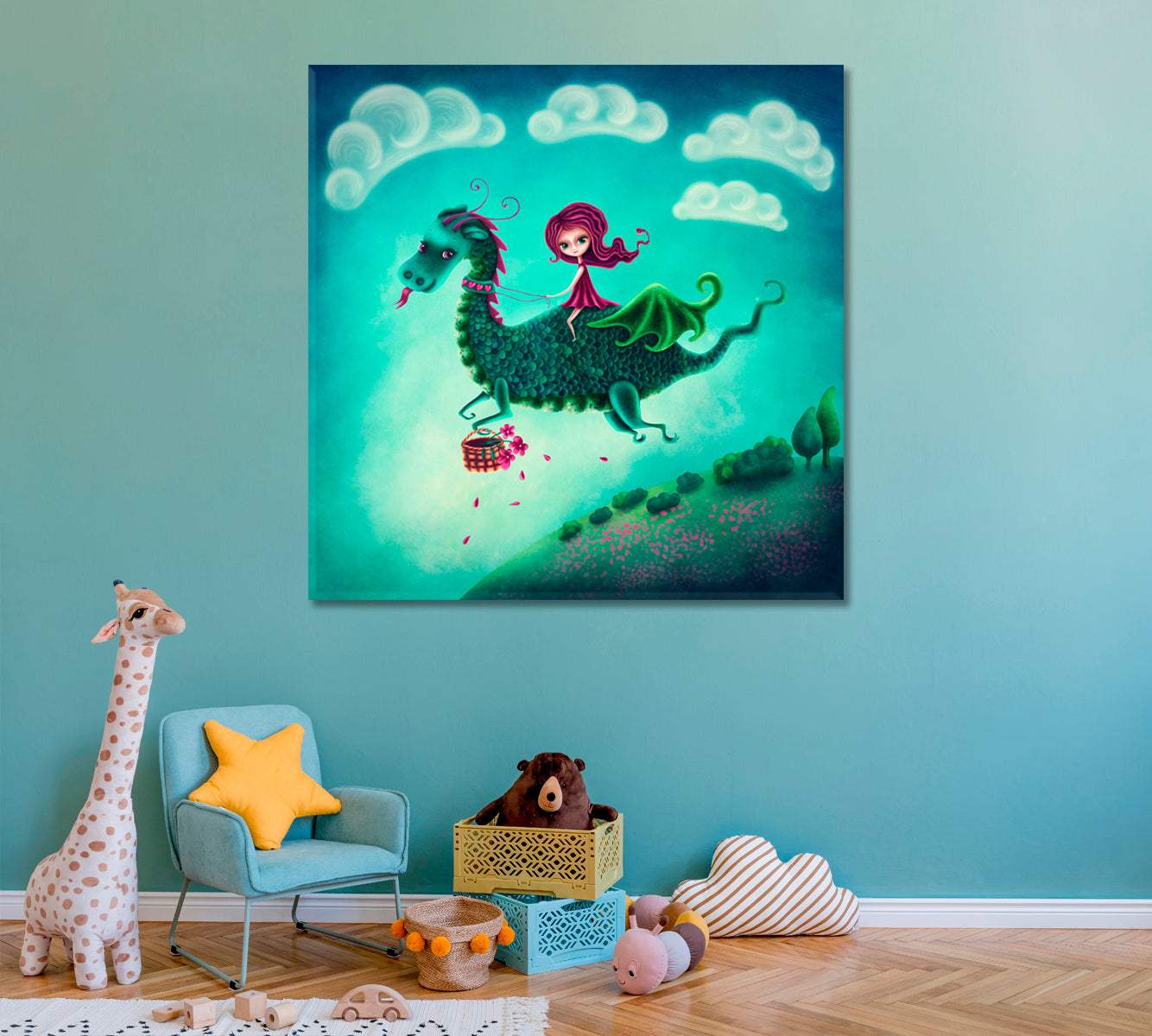 Princess Flies on Dragon Canvas Print ArtLexy   