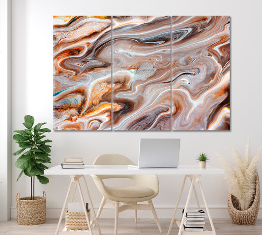 Abstract Marble Mixed Ink Canvas Print ArtLexy 3 Panels 36"x24" inches 