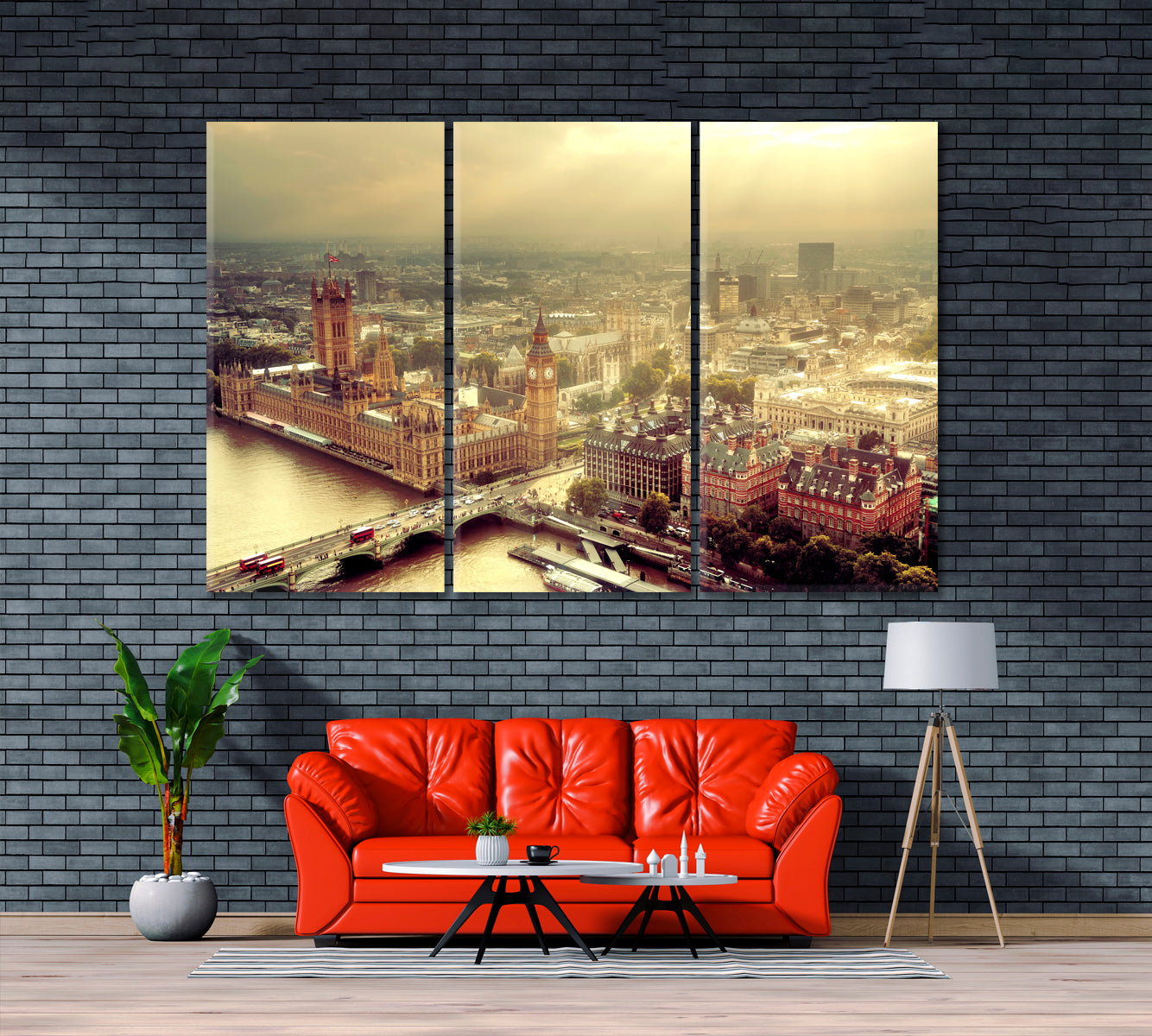 Westminster Skyline London Canvas Print ArtLexy 3 Panels 36"x24" inches 