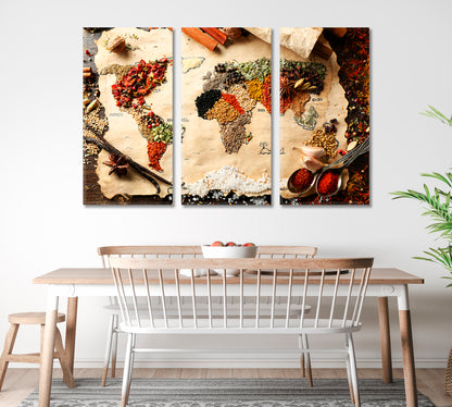 World Map with Spices Canvas Print ArtLexy   