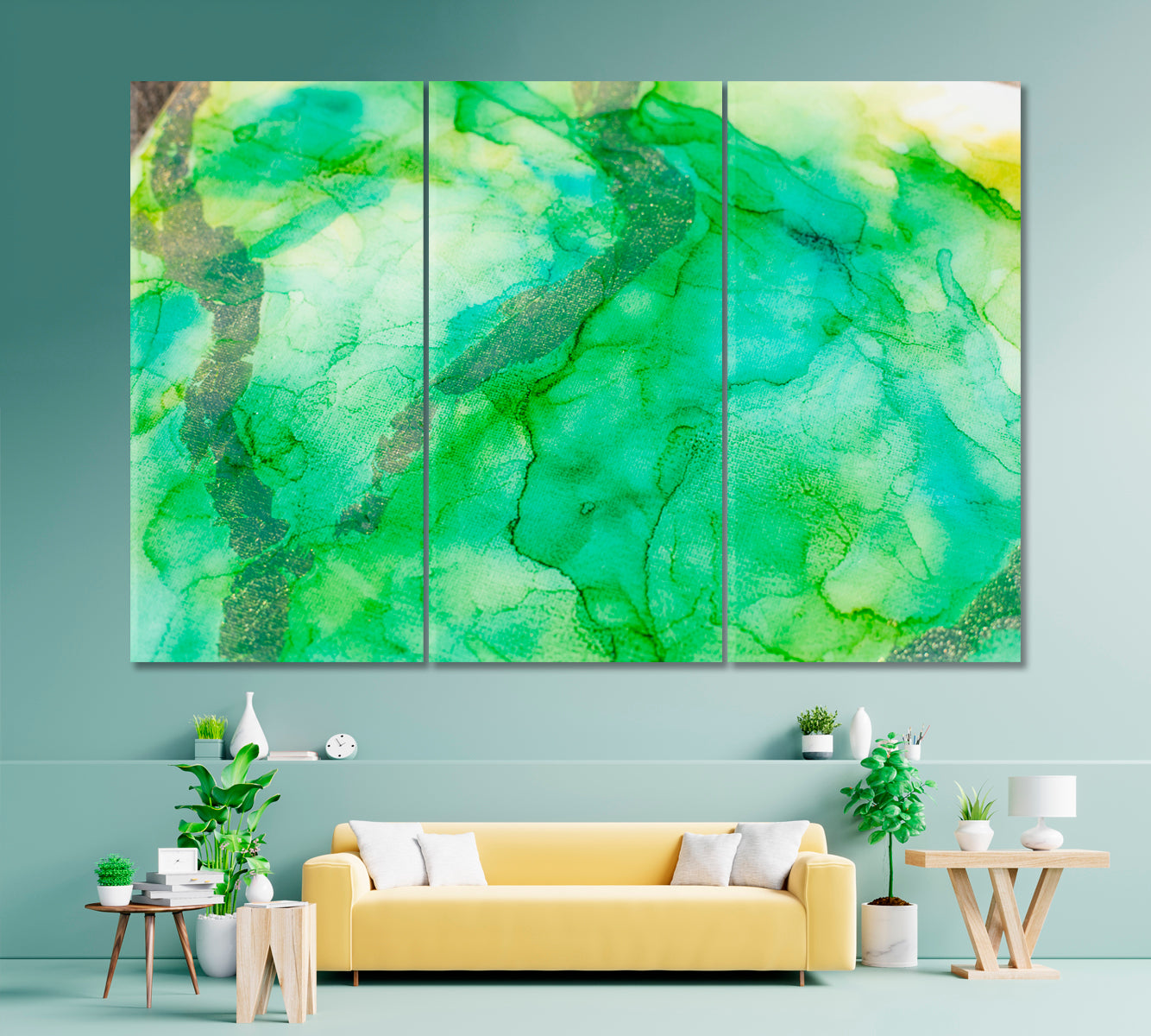 Abstract Geode Painting Canvas Print ArtLexy 3 Panels 36"x24" inches 