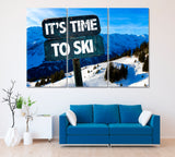Time To Ski Canvas Print ArtLexy 3 Panels 36"x24" inches 