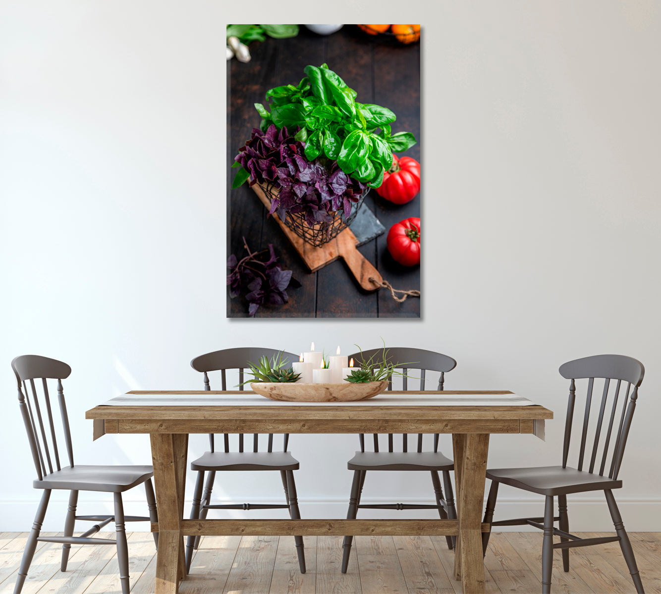 Juicy Bunches of Green and Purple Basil Canvas Print ArtLexy 1 Panel 16"x24" inches 
