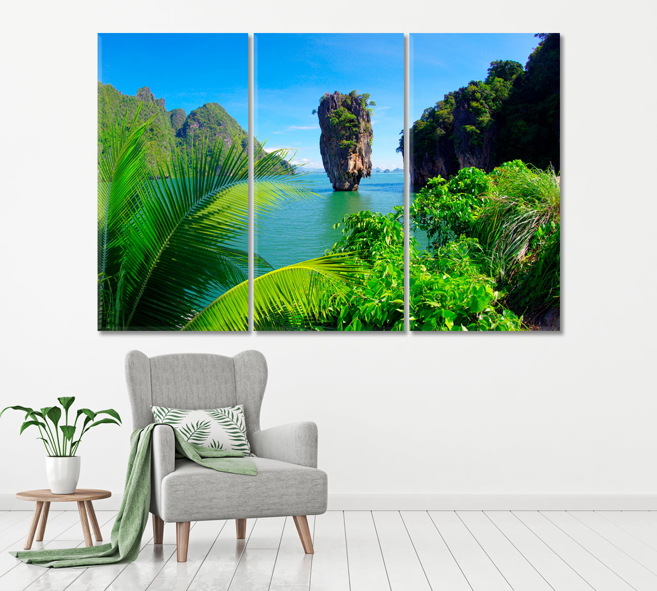 Koh Tapu Island (Khao Phing Kan) Canvas Print ArtLexy 3 Panels 36"x24" inches 