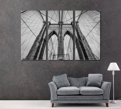 Brooklyn Bridge Black and White New York USA Canvas Print ArtLexy   