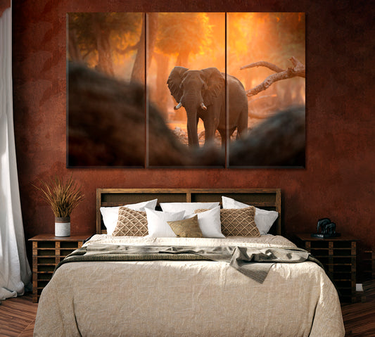 Elephant at Mana Pools National Park Zimbabwe Africa Canvas Print ArtLexy 3 Panels 36"x24" inches 