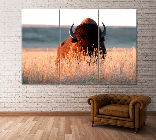 American Bison Canvas Print ArtLexy 3 Panels 36"x24" inches 