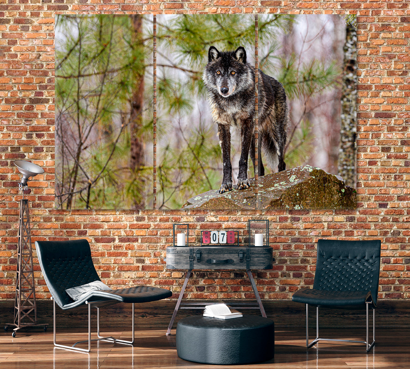 Timber Wolf Canvas Print ArtLexy 3 Panels 36"x24" inches 