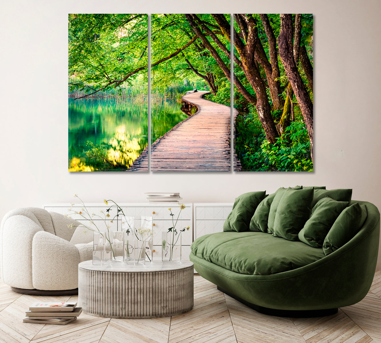 Wooden Bridge in Plitvice National Park Croatia Canvas Print ArtLexy   