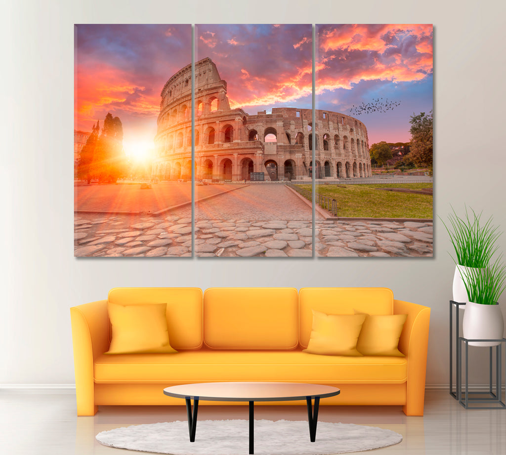 Colosseum Amphitheater Rome Italy Canvas Print ArtLexy 3 Panels 36"x24" inches 