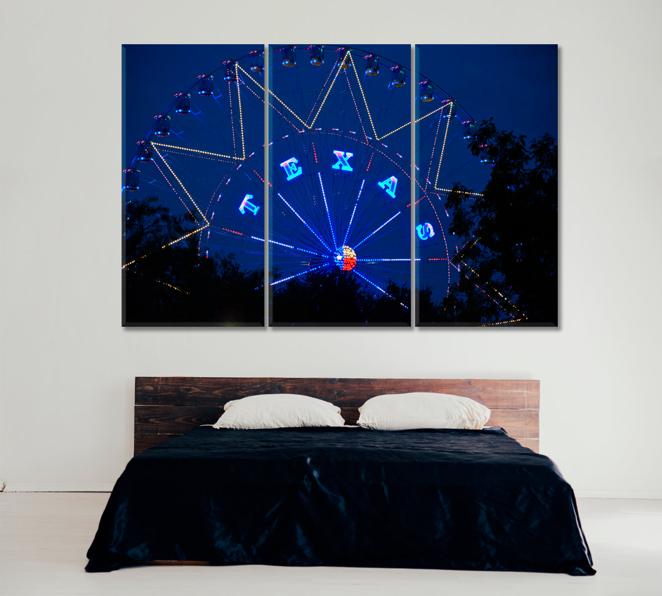 Texas Star Ferris Wheel Canvas Print ArtLexy 3 Panels 36"x24" inches 