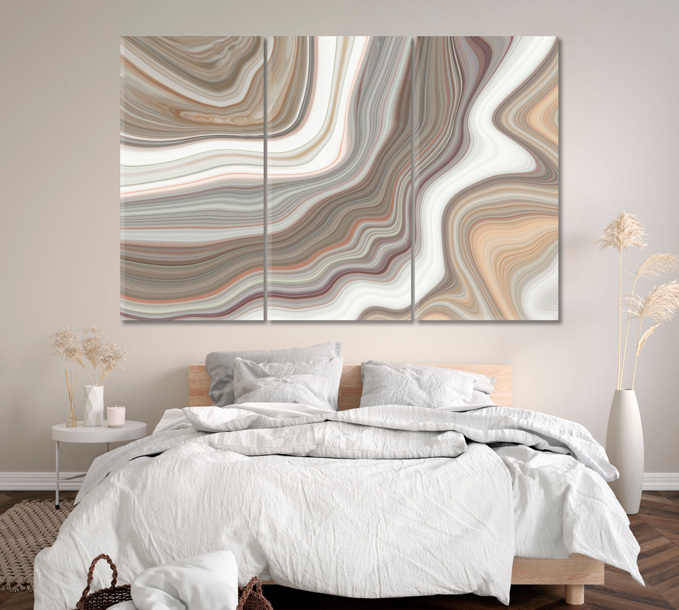 Beige Marble Pattern Canvas Print ArtLexy 3 Panels 36"x24" inches 
