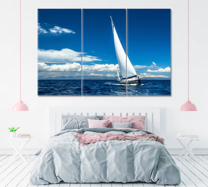 Sailing Ship in Sea Canvas Print ArtLexy 3 Panels 36"x24" inches 