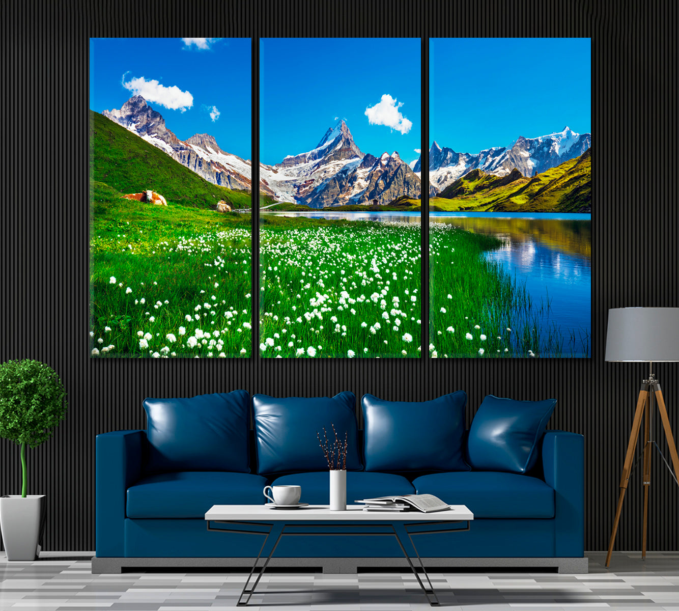Bernese Range Switzerland Canvas Print ArtLexy 3 Panels 36"x24" inches 