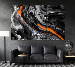 Abstract Liquid Acrylic Black Pattern Canvas Print ArtLexy 3 Panels 36"x24" inches 