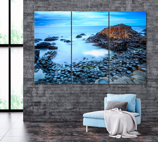 Giant's Causeway Northern Ireland Canvas Print ArtLexy 3 Panels 36"x24" inches 