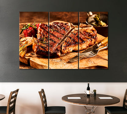 Succulent Grilled T-bone Steak Canvas Print ArtLexy   