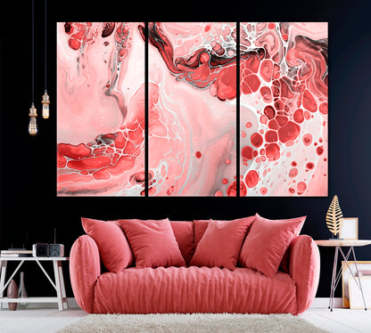 Abstract Trendy Fluid Marble Waves Canvas Print ArtLexy 3 Panels 36"x24" inches 
