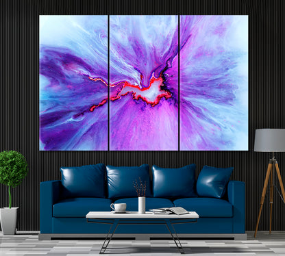 Abstract Purple Waves Canvas Print ArtLexy 3 Panels 36"x24" inches 