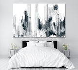 Abstract Black and White Brush Strokes Canvas Print ArtLexy 3 Panels 36"x24" inches 