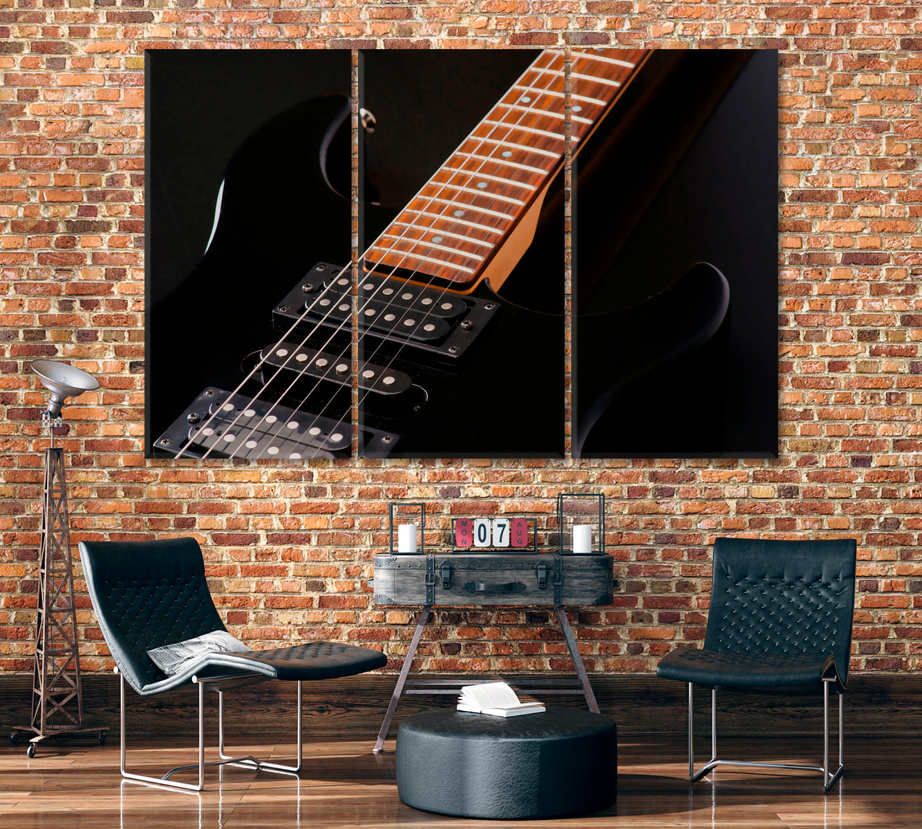 Electric Guitar Canvas Print ArtLexy 3 Panels 36"x24" inches 