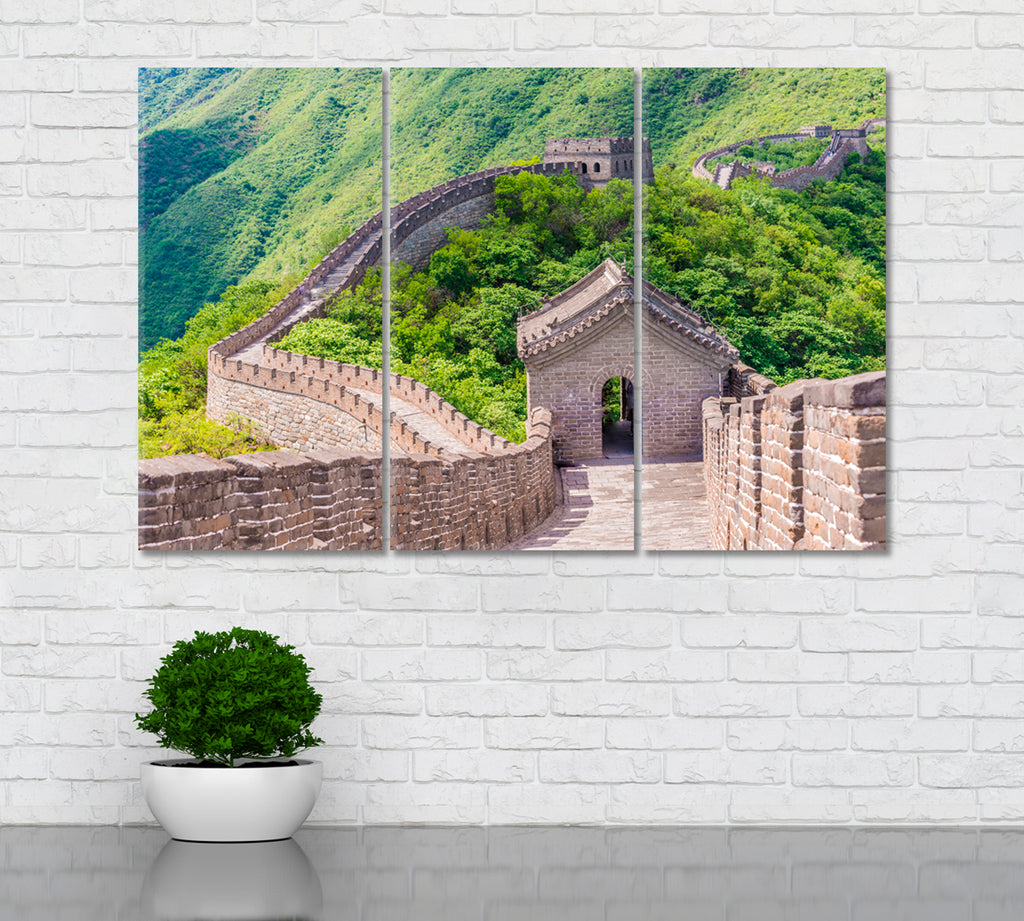 Mutianyu Great Wall of China Canvas Print ArtLexy 3 Panels 36"x24" inches 