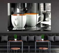Two Cups of Coffee Canvas Print ArtLexy 3 Panels 36"x24" inches 
