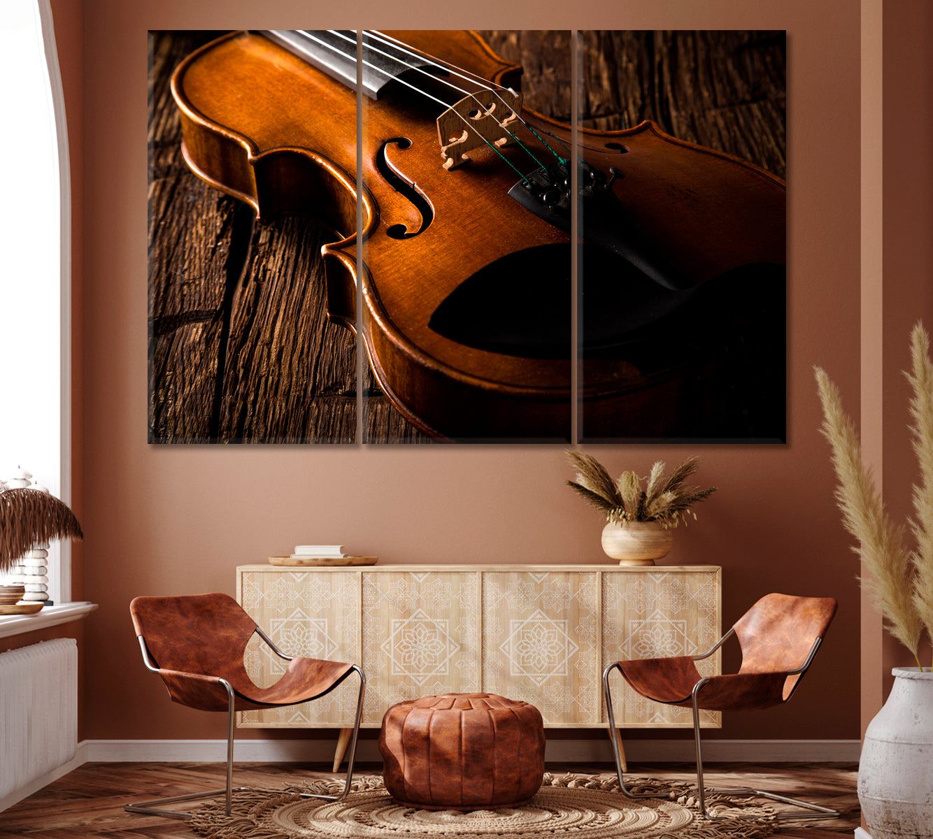 Violin Canvas Print ArtLexy 3 Panels 36"x24" inches 