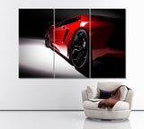 Red Sports Car Canvas Print ArtLexy 3 Panels 36"x24" inches 