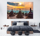 Candi Borobudur Indonesia Canvas Print ArtLexy 3 Panels 36"x24" inches 