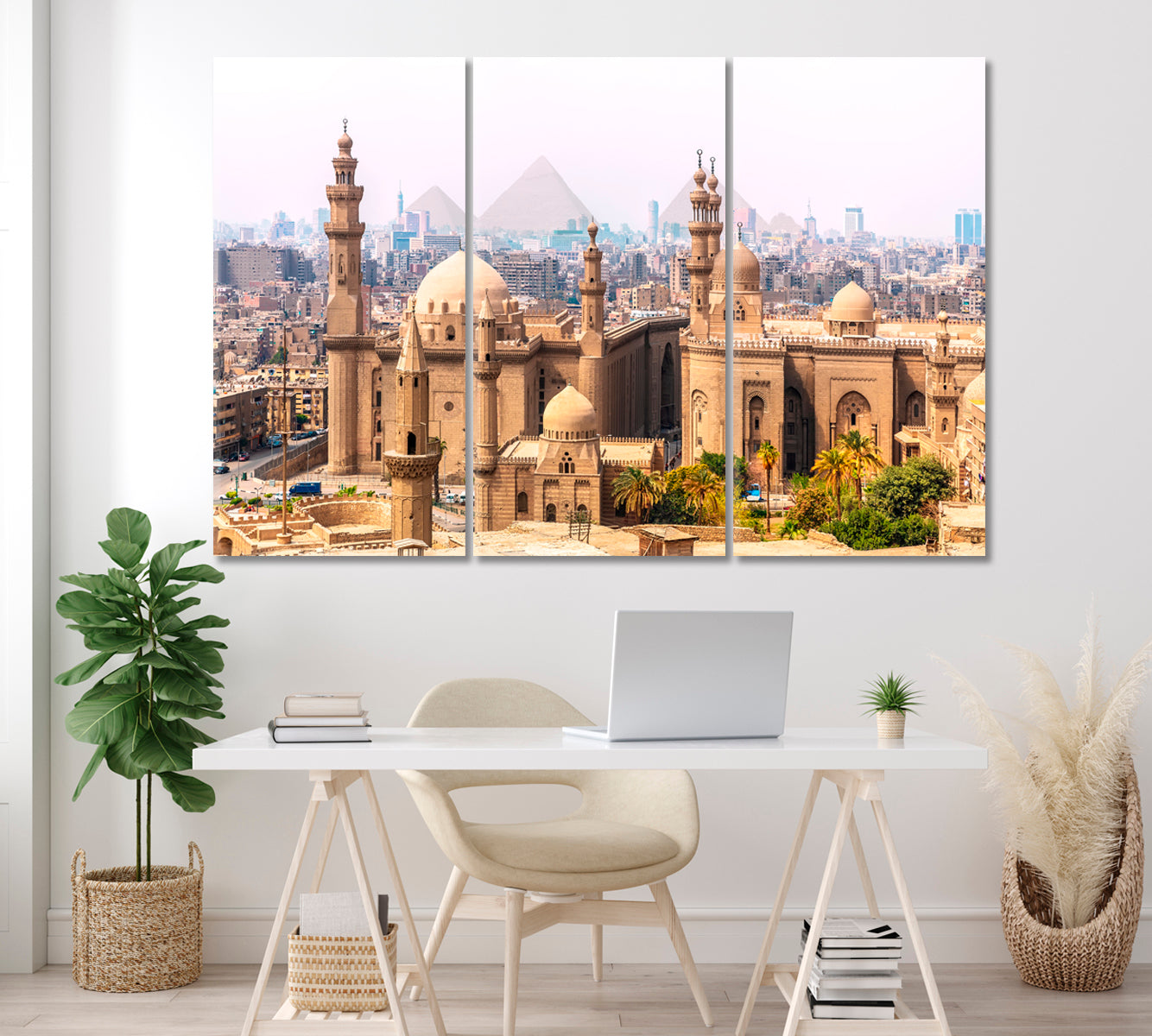 Mosque-Madrassa of Sultan Hassan Egypt Canvas Print ArtLexy 3 Panels 36"x24" inches 