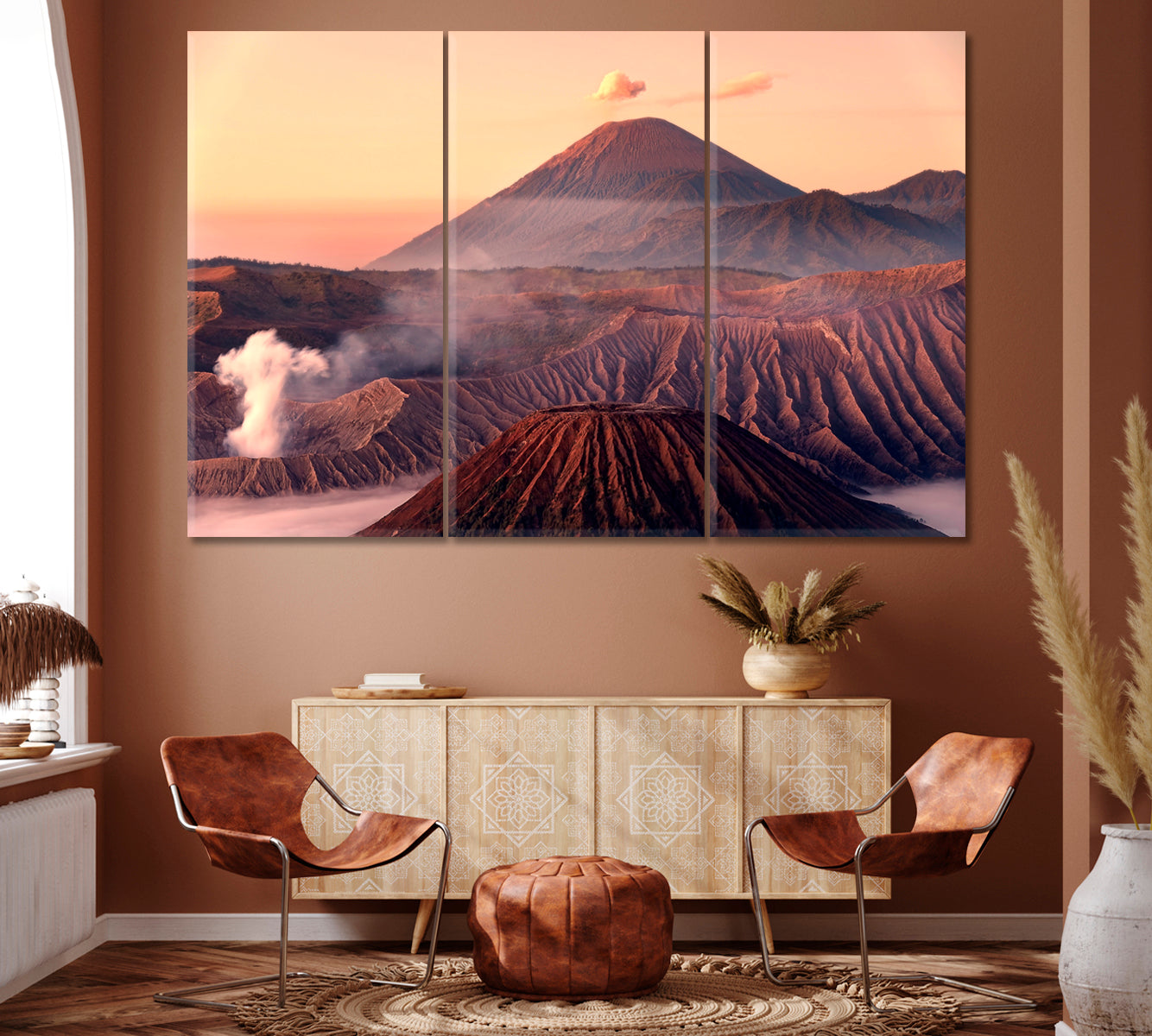 Mount Bromo Indonesia Canvas Print ArtLexy 3 Panels 36"x24" inches 