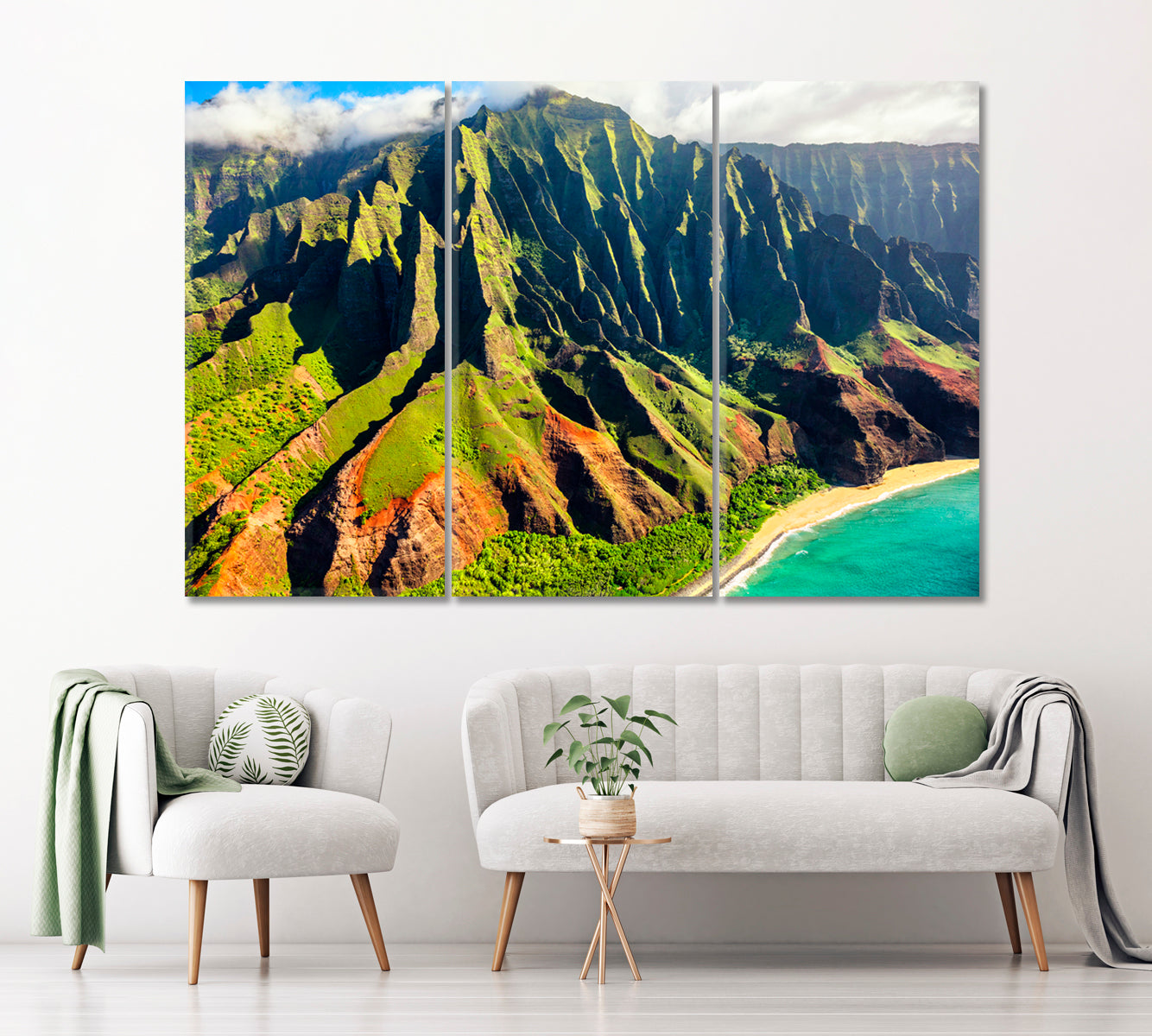 Na Pali Coast Hawaii Canvas Print ArtLexy 3 Panels 36"x24" inches 