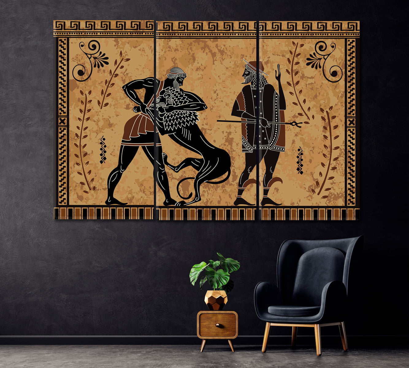 Ancient Greece Scene Canvas Print ArtLexy 3 Panels 36"x24" inches 