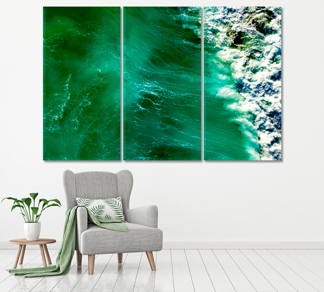 Beautiful Waves in Pacific Ocean Queensland Canvas Print ArtLexy 3 Panels 36"x24" inches 