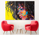 Angry Woman Face Canvas Print ArtLexy 3 Panels 36"x24" inches 