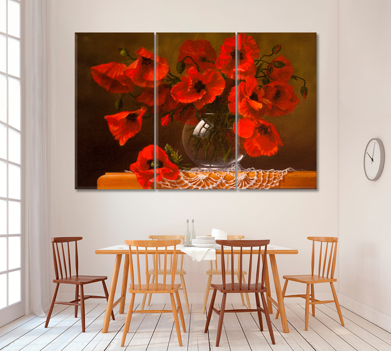 Bunch of Poppies Canvas Print ArtLexy 3 Panels 36"x24" inches 
