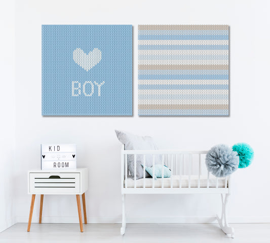 Set of 2 Squares It's a Boy Canvas Print ArtLexy 2 Panels 24”x12” inches 