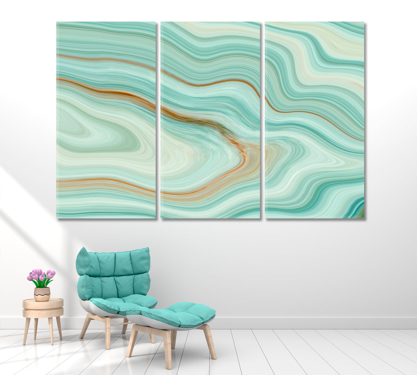 Wavy Marble or Ripple Agate Canvas Print ArtLexy 3 Panels 36"x24" inches 