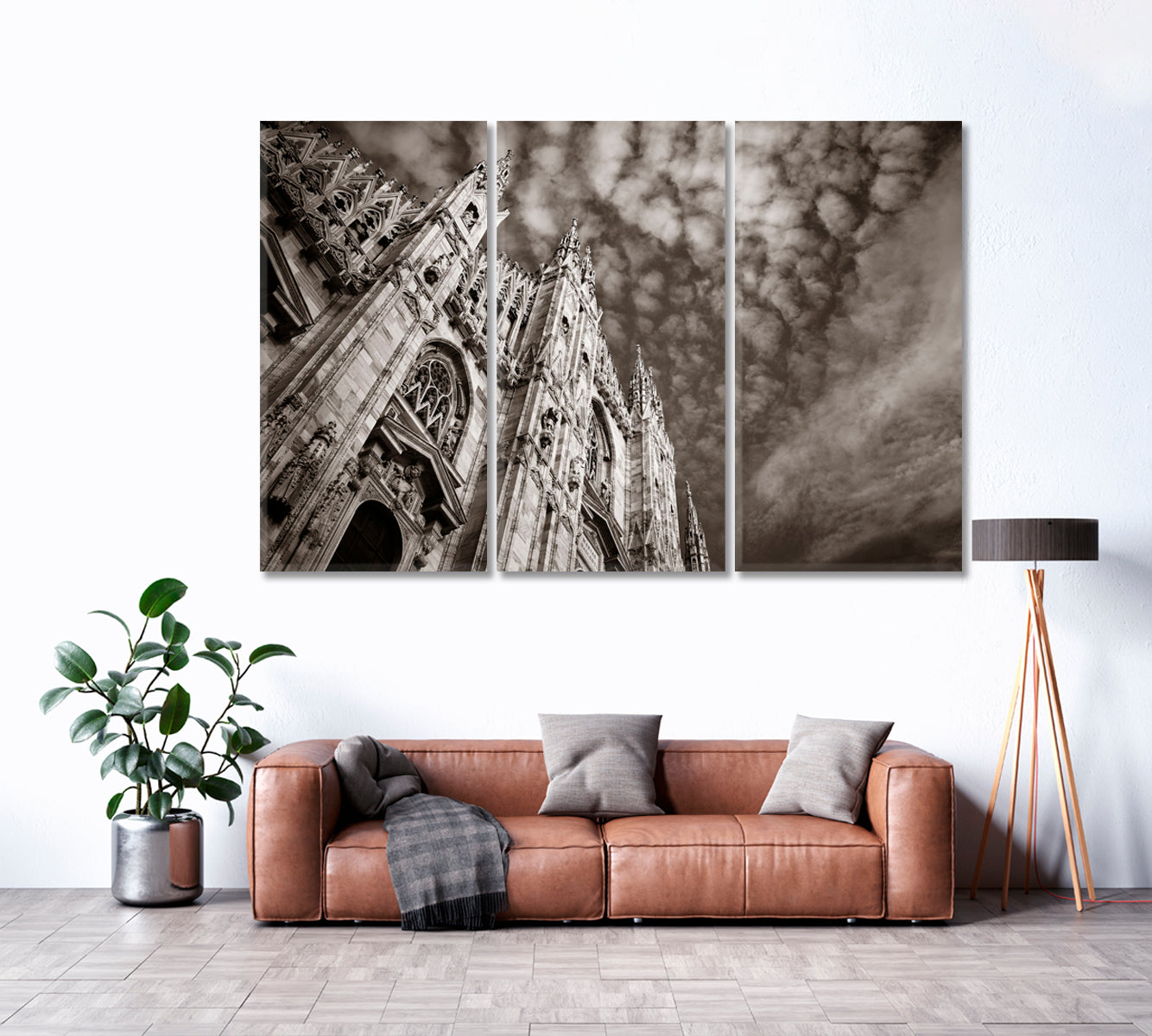 Gothic Duomo Cathedral Milan Italy Canvas Print ArtLexy 3 Panels 36"x24" inches 