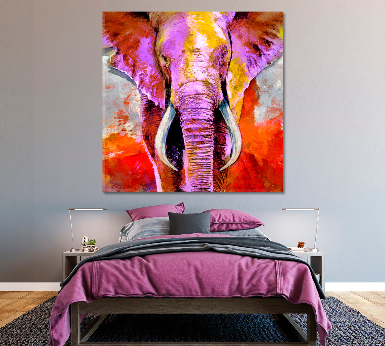 Abstract Elephant Portrait Canvas Print ArtLexy 1 Panel 12"x12" inches 
