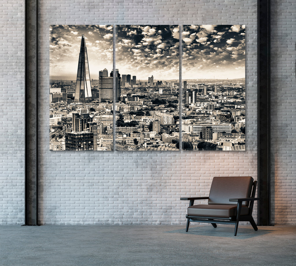 London Skyline at Dusk Canvas Print ArtLexy 3 Panels 36"x24" inches 