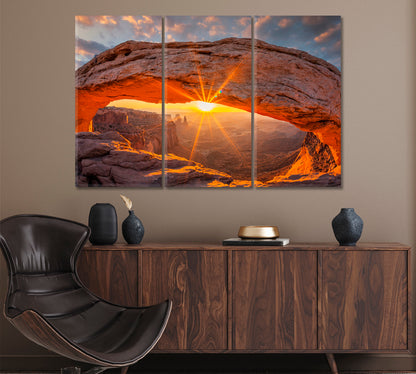 Mesa Arch at Sunrise in Canyonlands National Park Utah USA Canvas Print ArtLexy 3 Panels 36"x24" inches 