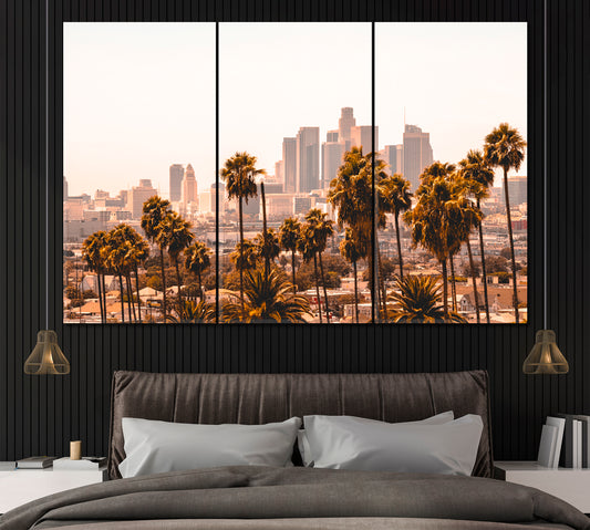 Downtown Los Angeles Skyline Canvas Print ArtLexy 3 Panels 36"x24" inches 