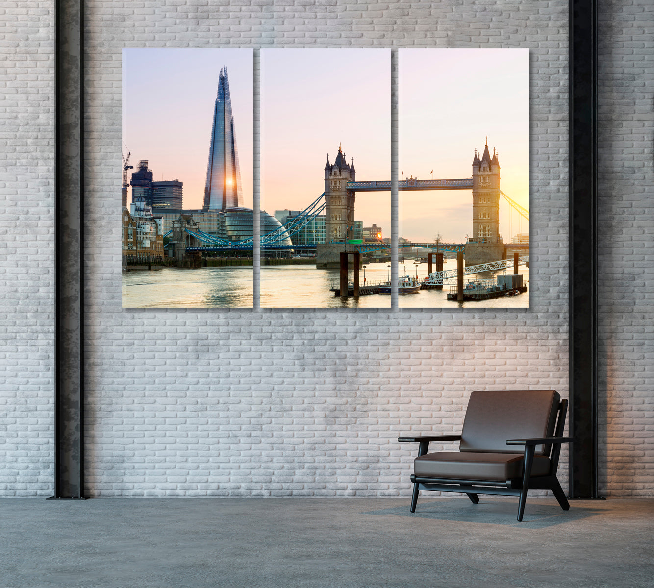 Shard and Tower Bridge London Canvas Print ArtLexy 3 Panels 36"x24" inches 