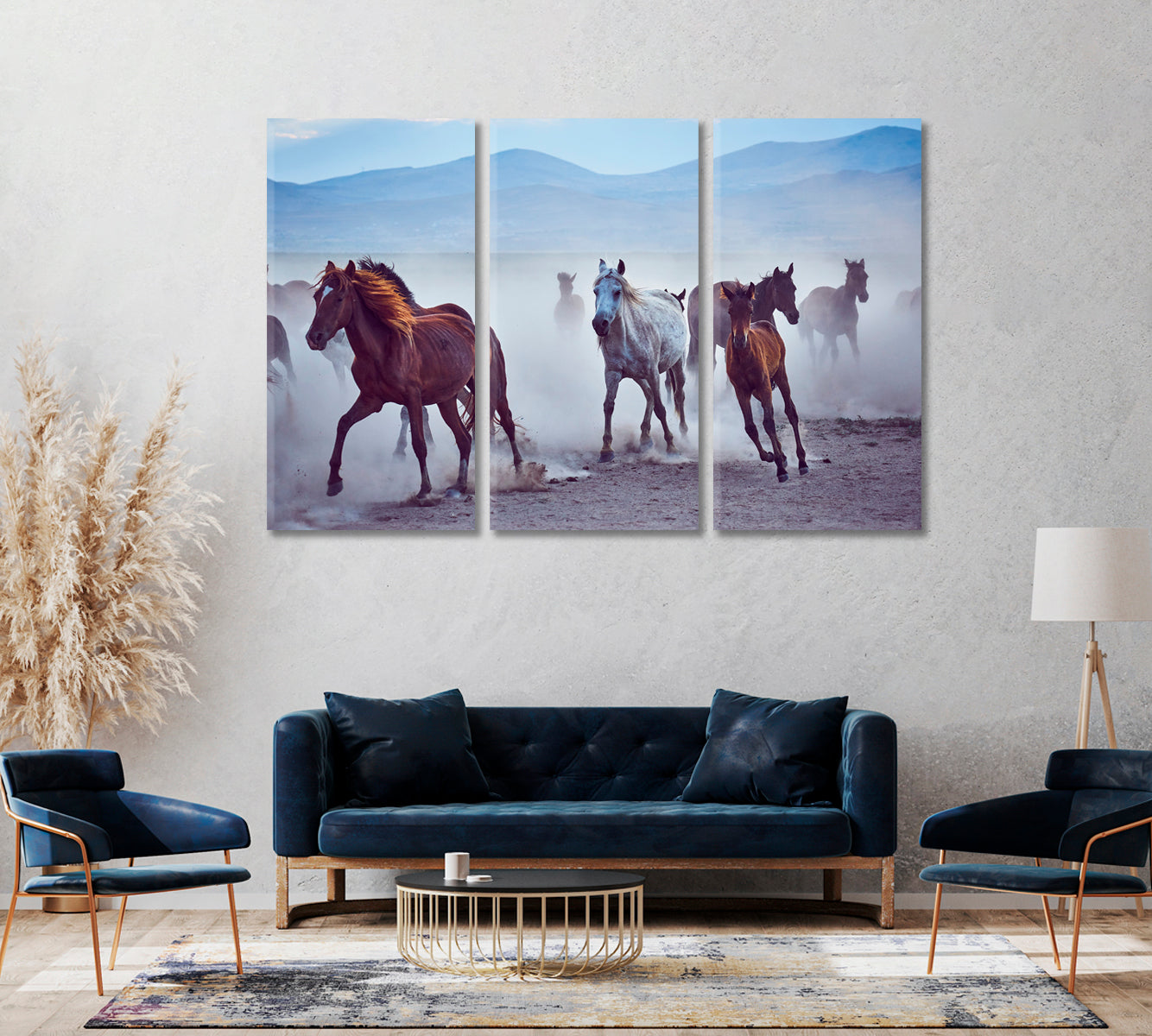 Wild Horses Running in Desert Canvas Print ArtLexy   