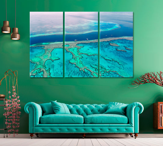 Great Barrier Reef Canvas Print ArtLexy 3 Panels 36"x24" inches 
