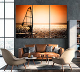 Windsurfer Against Sunset Canvas Print ArtLexy 5 Panels 36"x24" inches 