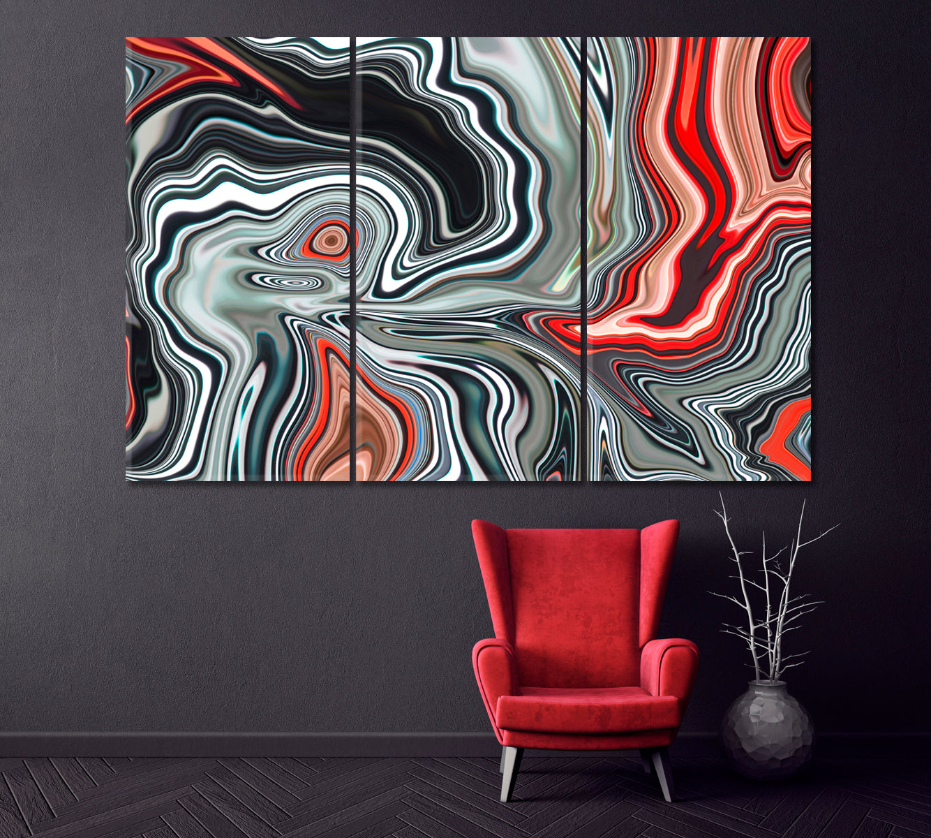 Multicolor Marble Pattern Canvas Print ArtLexy 3 Panels 36"x24" inches 